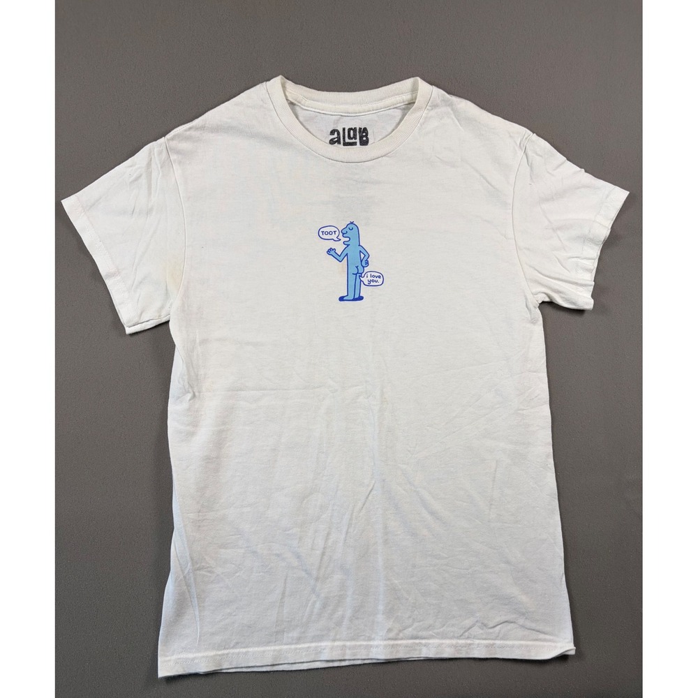 A-Lab Toot I Love You Graphic Tee White Mens Small Short Sleeve Cotton T-Shirt